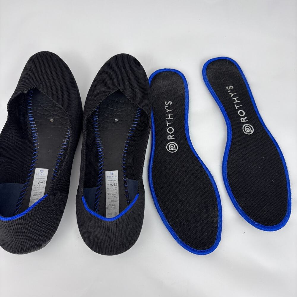 ROTHYS The Flat Knit Round Toe Ballet Flats Slip On Black Size 9.5 Washable - Picture 8 of 9